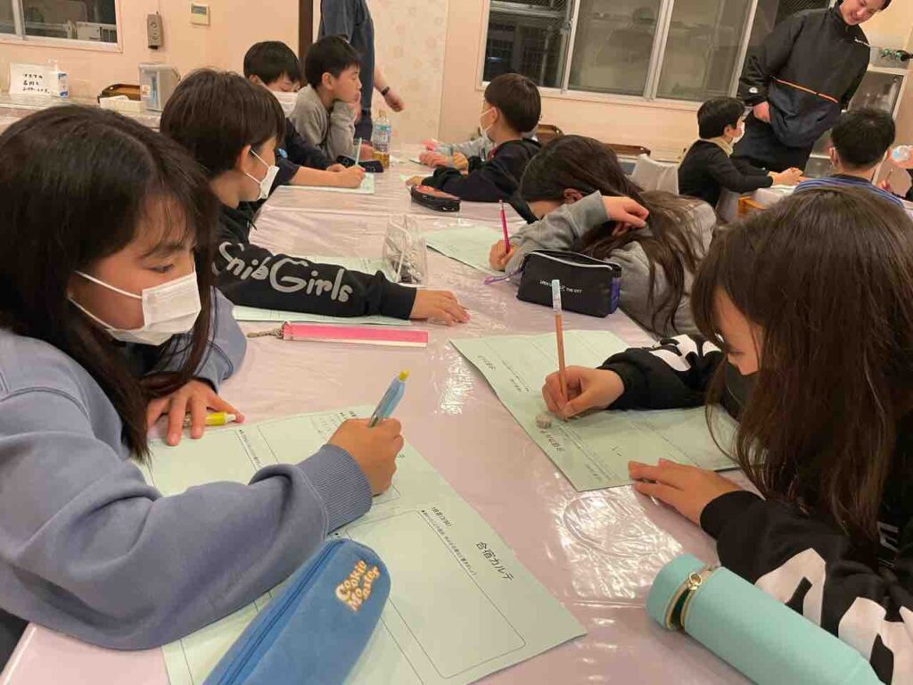 夕食後は合宿恒例のカルテ記入