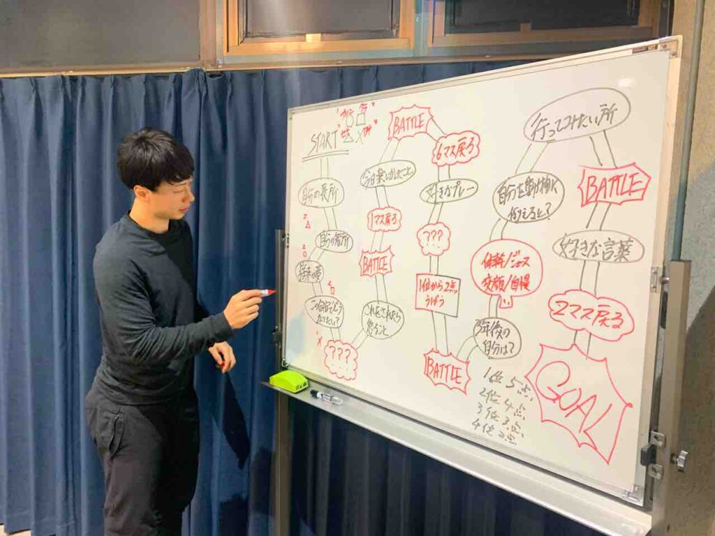 食後はオリジナルすごろくゲームで大盛り上がり！