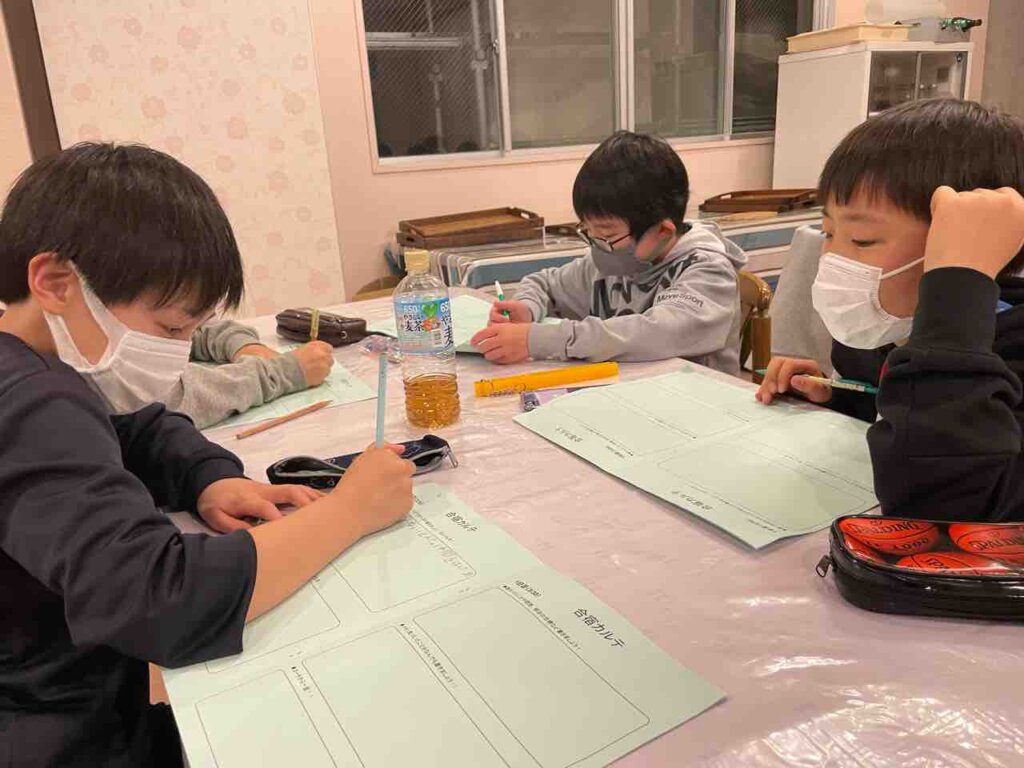 夕食後は合宿恒例のカルテ記入